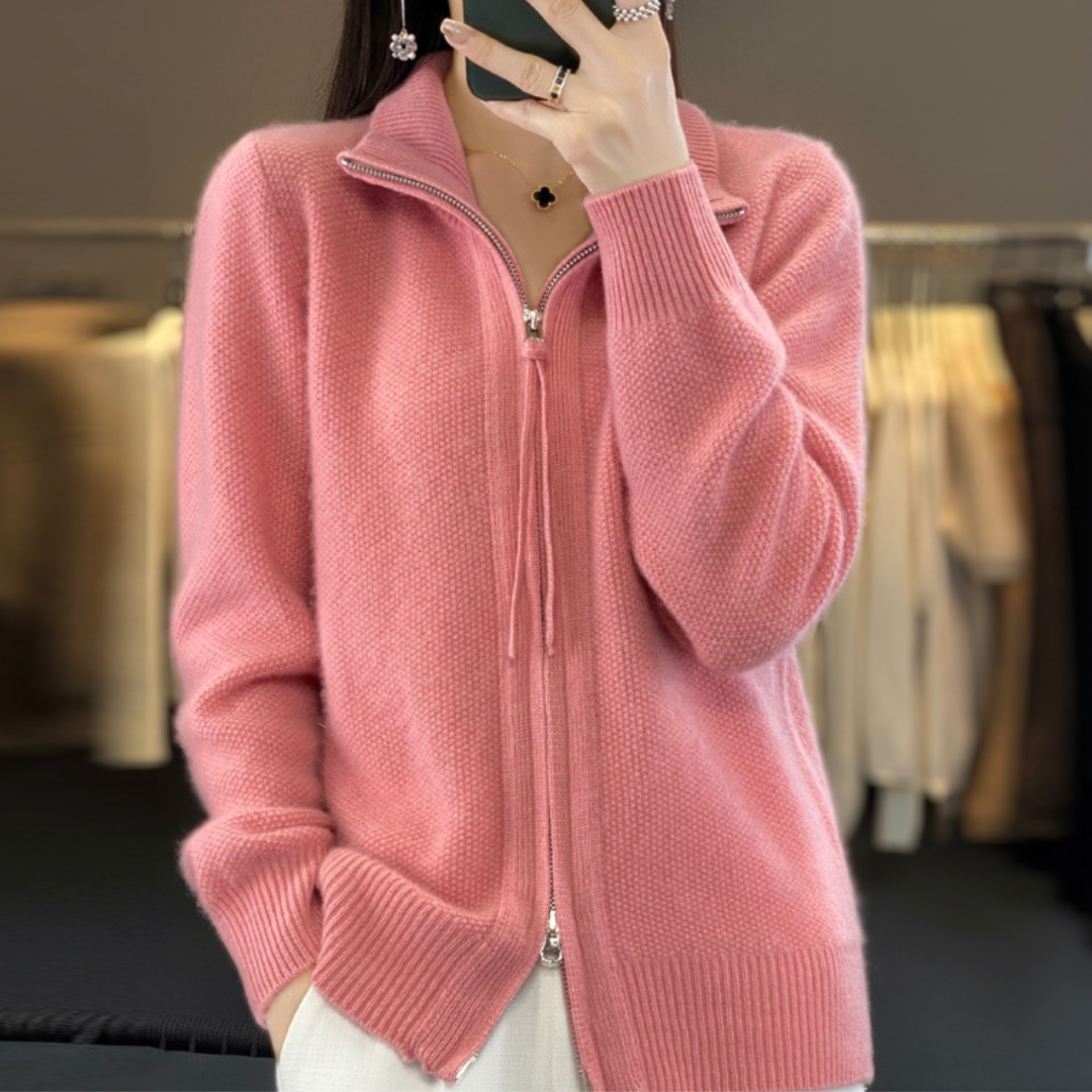 Giovana | Zip-Up Knit Cardigan
