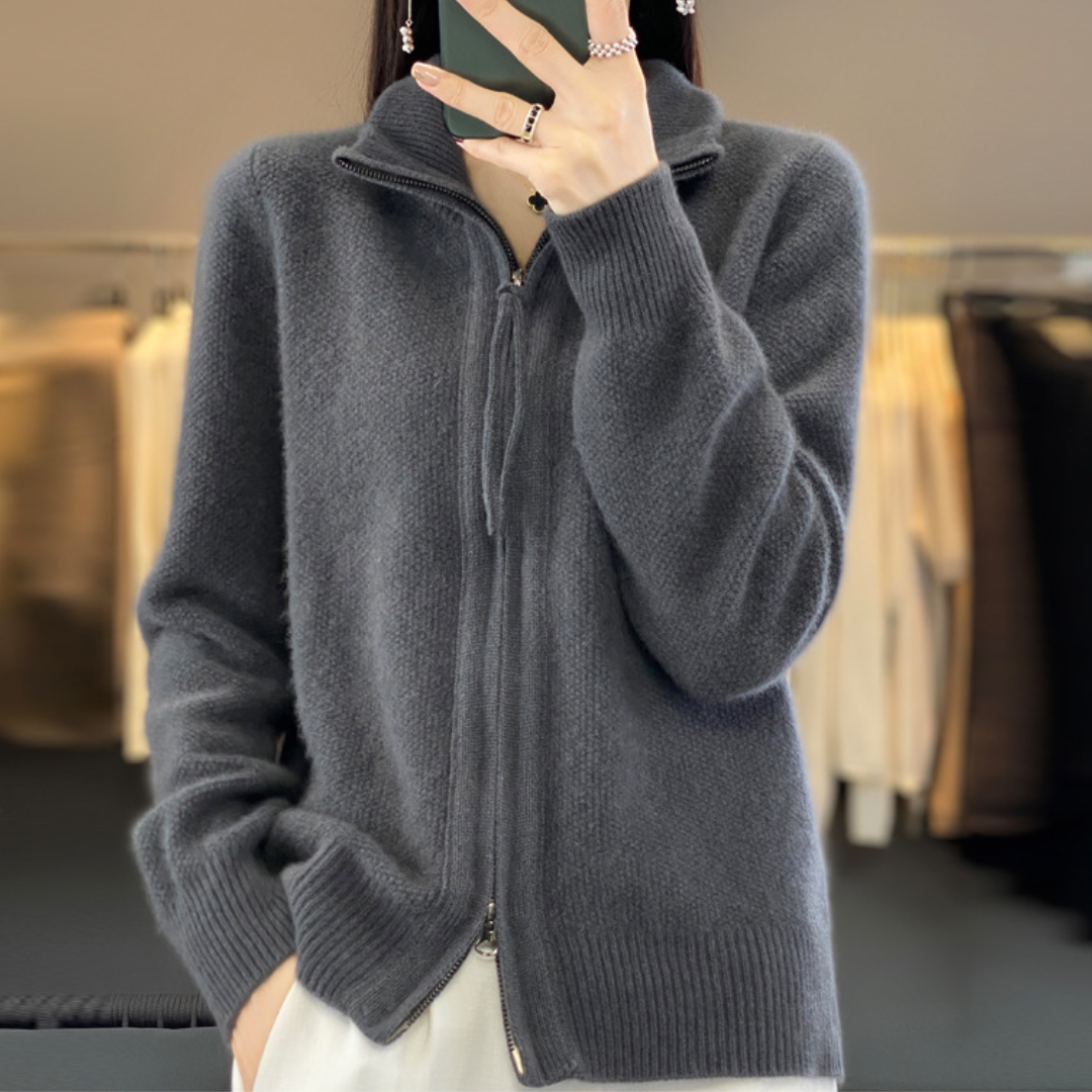 Giovana | Zip-Up Knit Cardigan