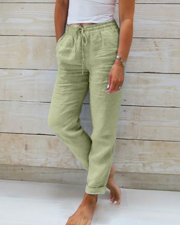 Harper | Cotton Blend Trousers with Elastic Waistband