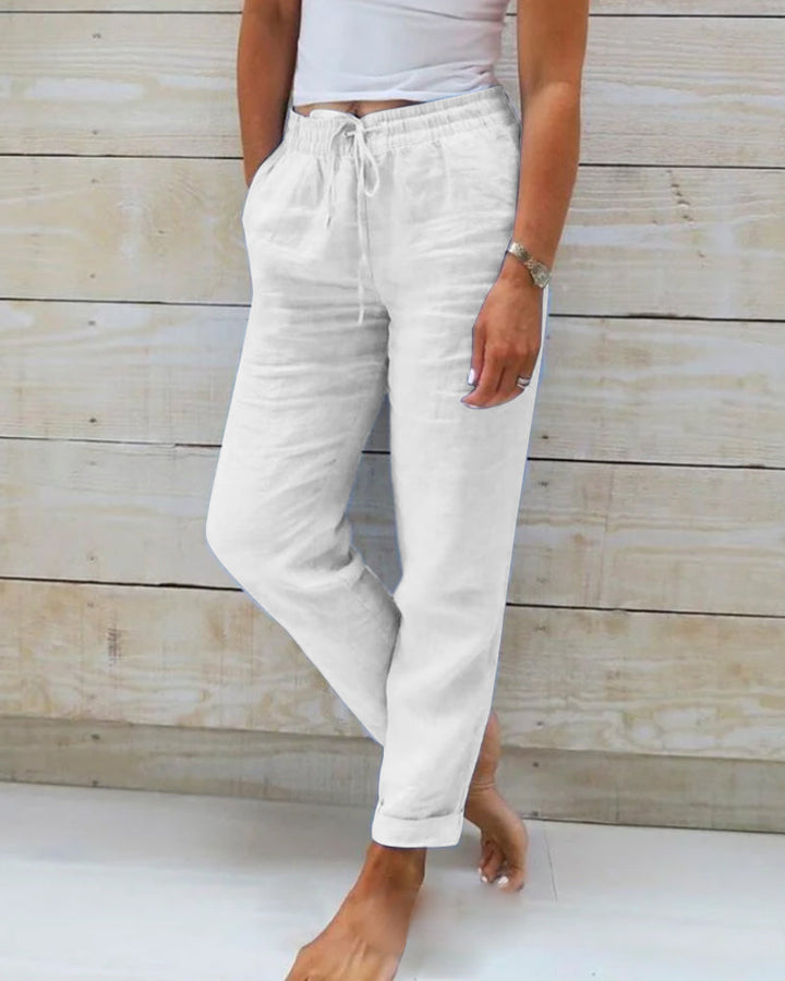 Harper | Cotton Blend Trousers with Elastic Waistband