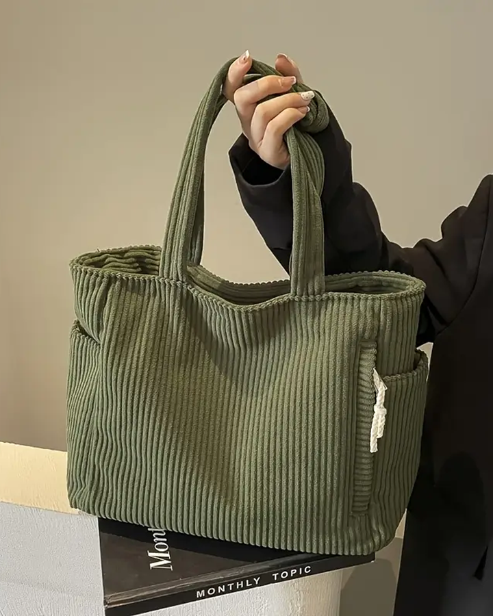 Tilda | Ribbed Tote Bag with Cord Accent