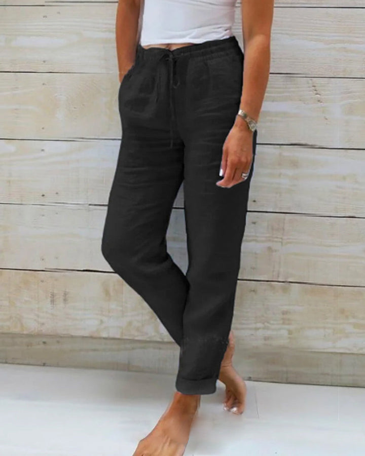 Harper | Cotton Blend Trousers with Elastic Waistband
