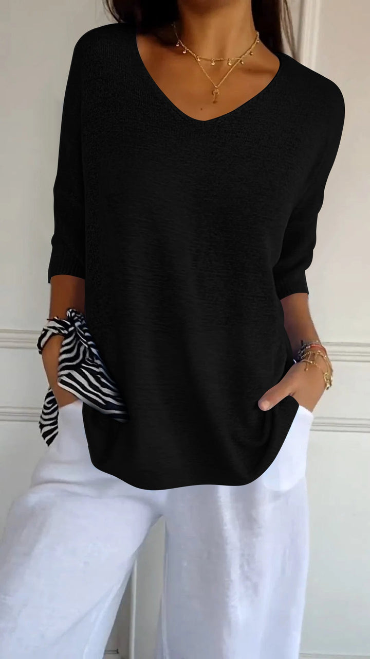 Alina | Soft Knit V-Neck Top