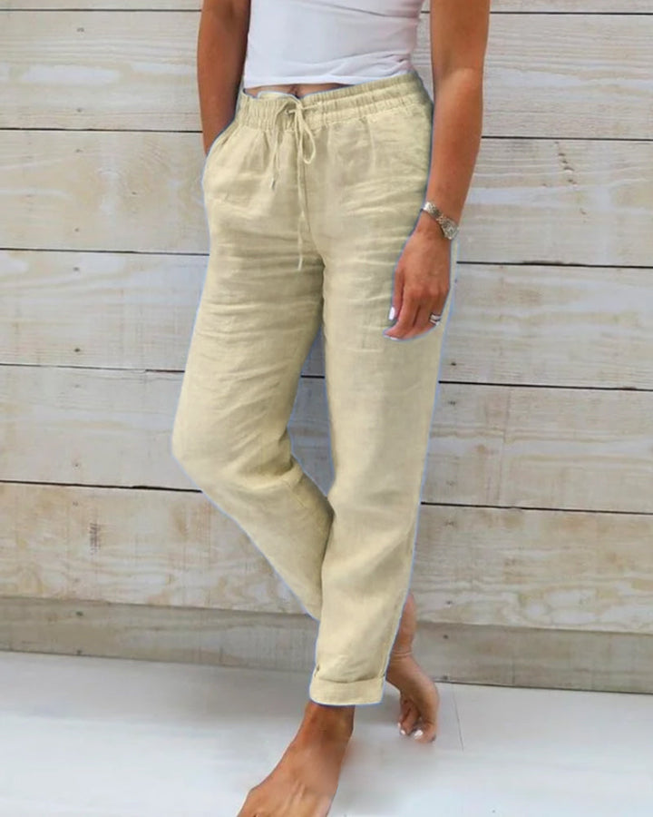 Harper | Cotton Blend Trousers with Elastic Waistband