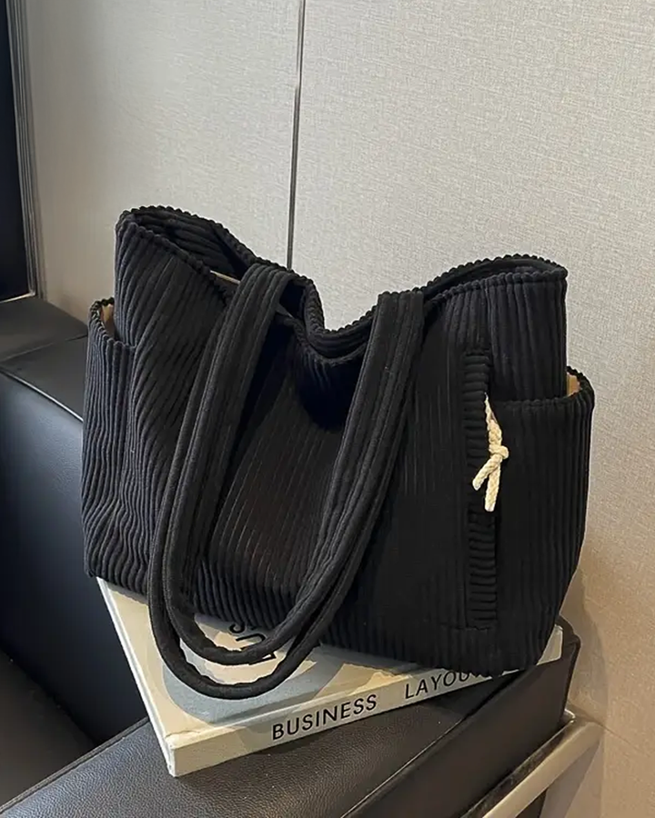 Tilda | Ribbed Tote Bag with Cord Accent