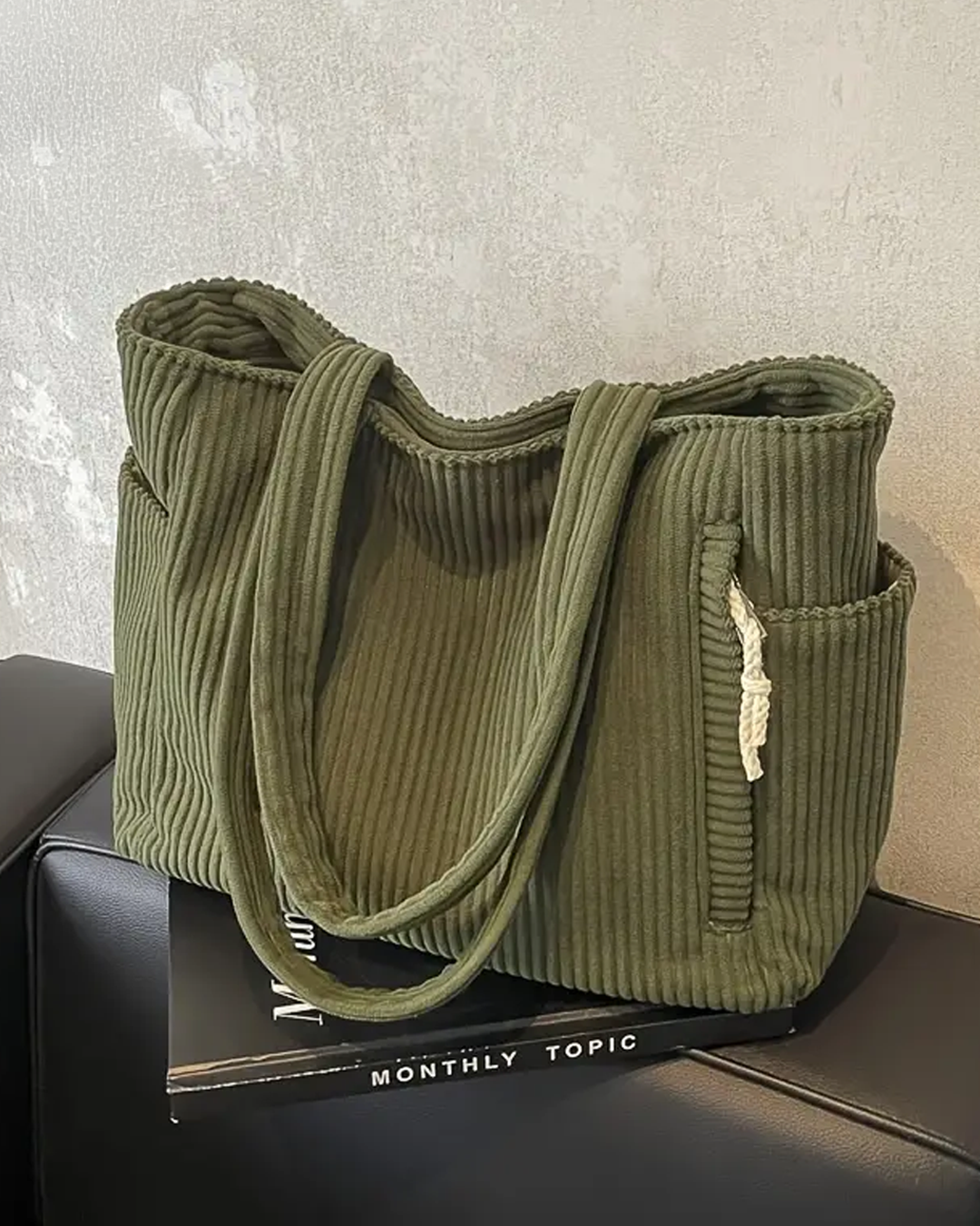 Tilda | Ribbed Tote Bag with Cord Accent