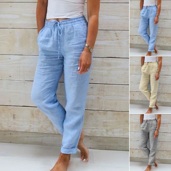 Harper | Cotton Blend Trousers with Elastic Waistband