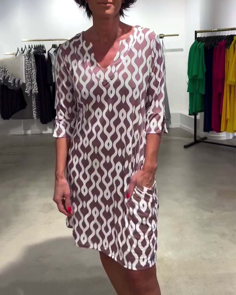 Andrea | Midi Dress with Modern Pattern