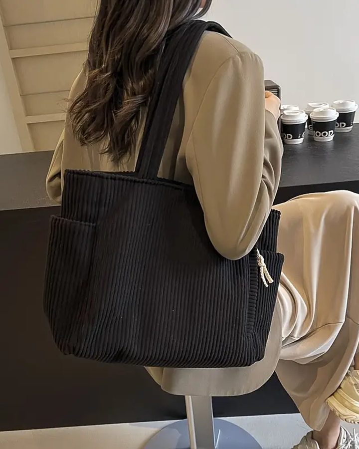 Tilda | Ribbed Tote Bag with Cord Accent