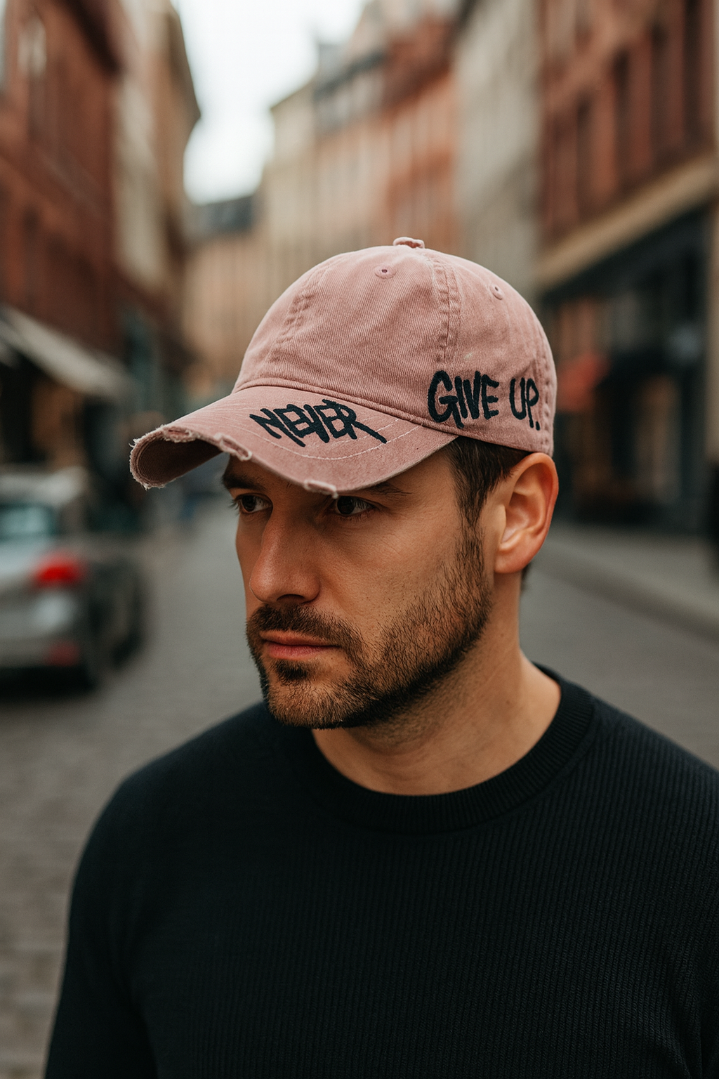 Never Give Up | Distressed Motivational Cap