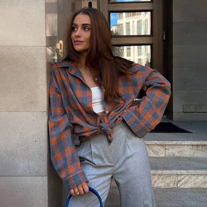 1+1 FREE | Ava - Oversized Plaid Shirt
