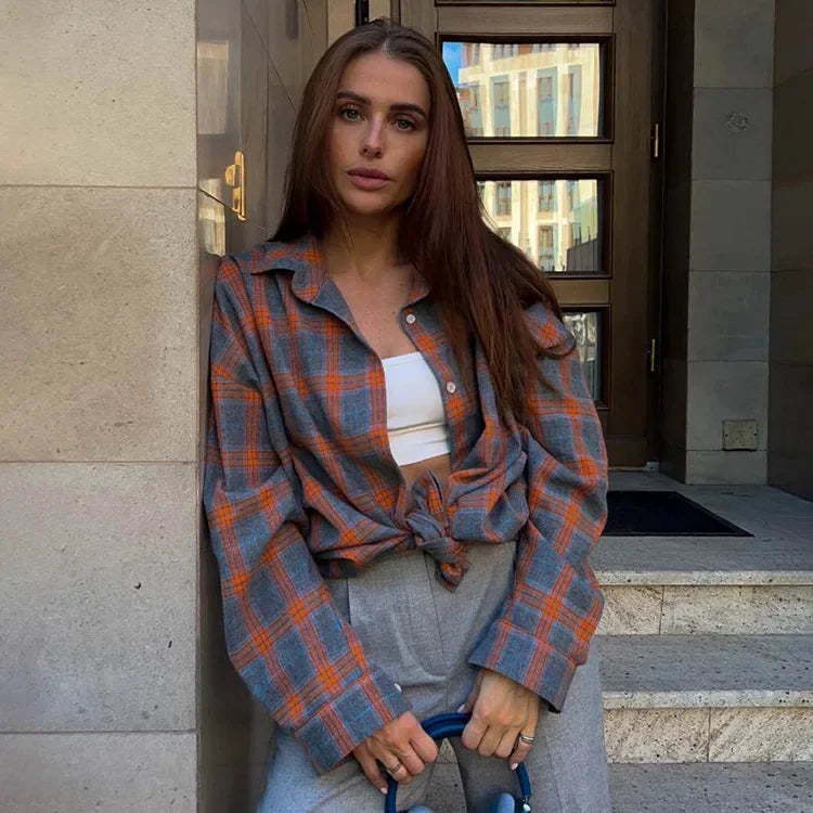 1+1 FREE | Ava - Oversized Plaid Shirt