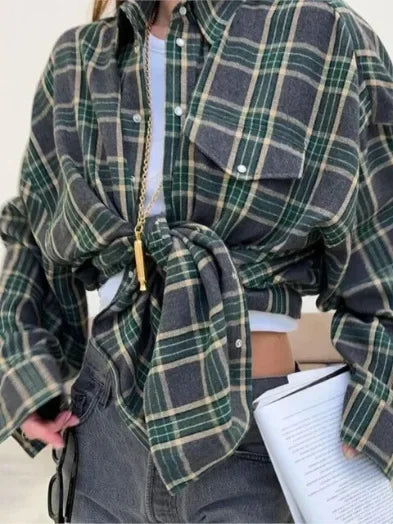 1+1 FREE | Ava - Oversized Plaid Shirt