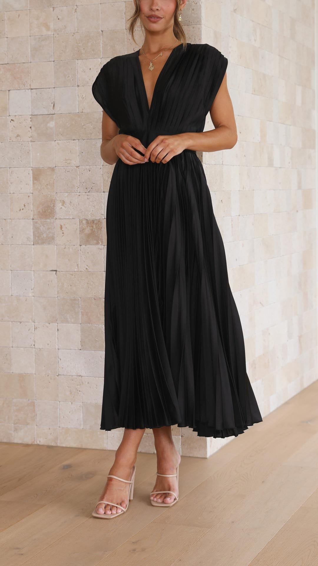 Viola | Satin Pleated Gown