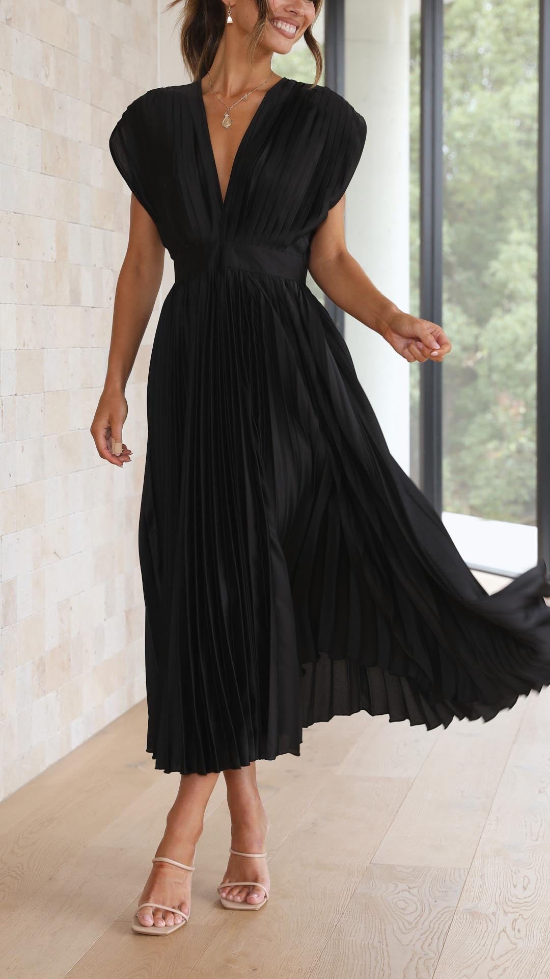Viola | Satin Pleated Gown