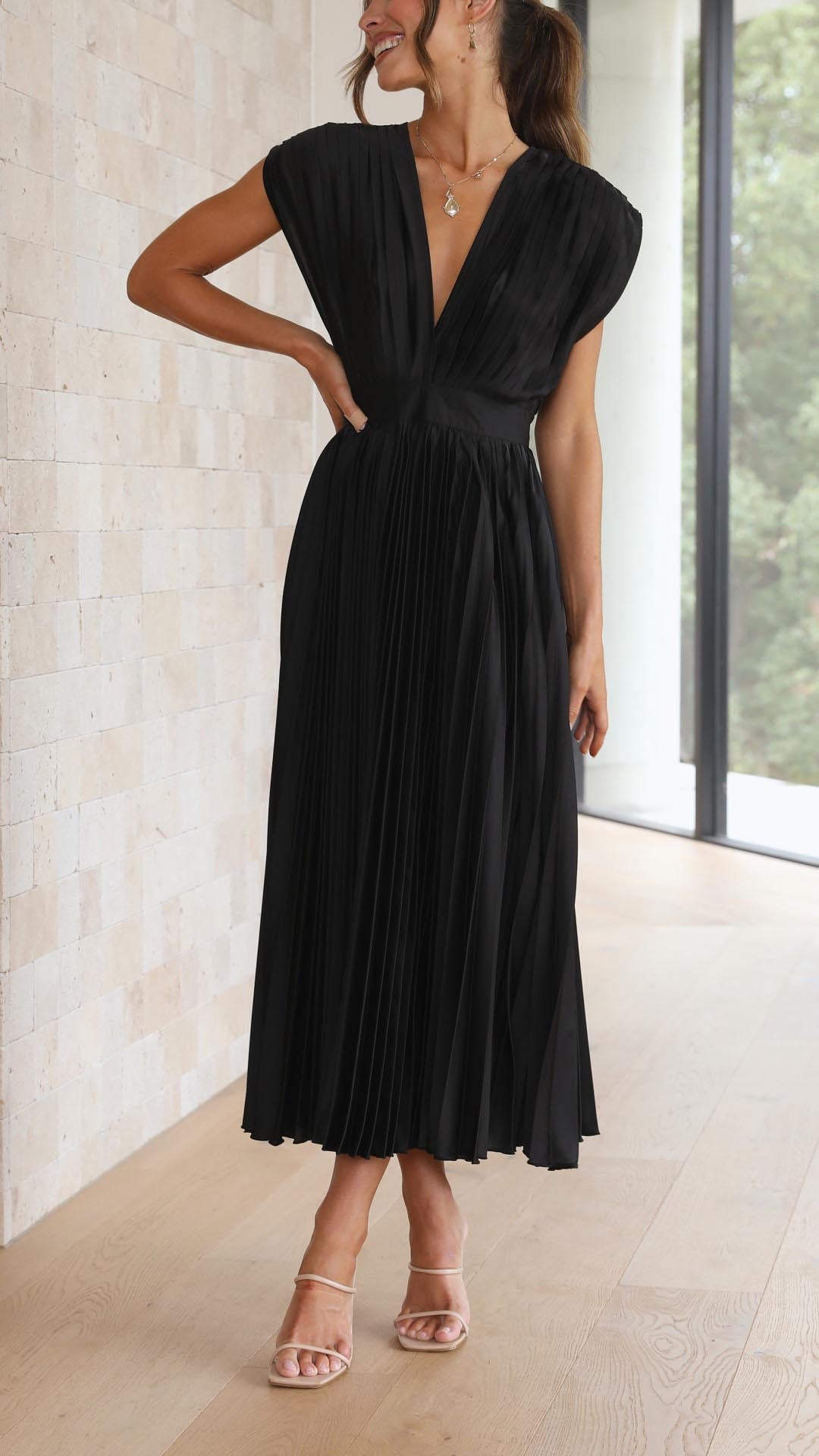 Viola | Satin Pleated Gown