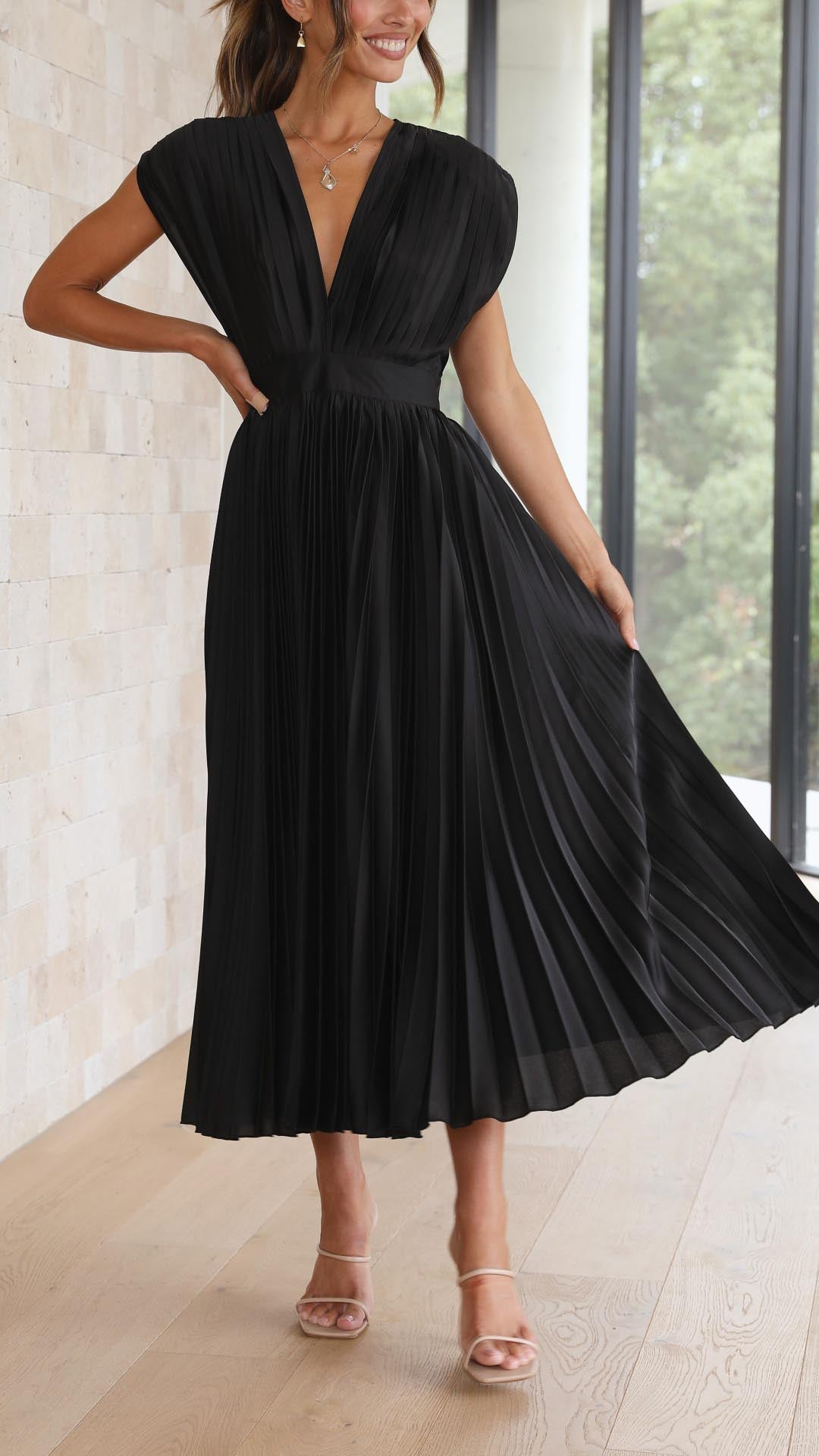 Viola | Satin Pleated Gown