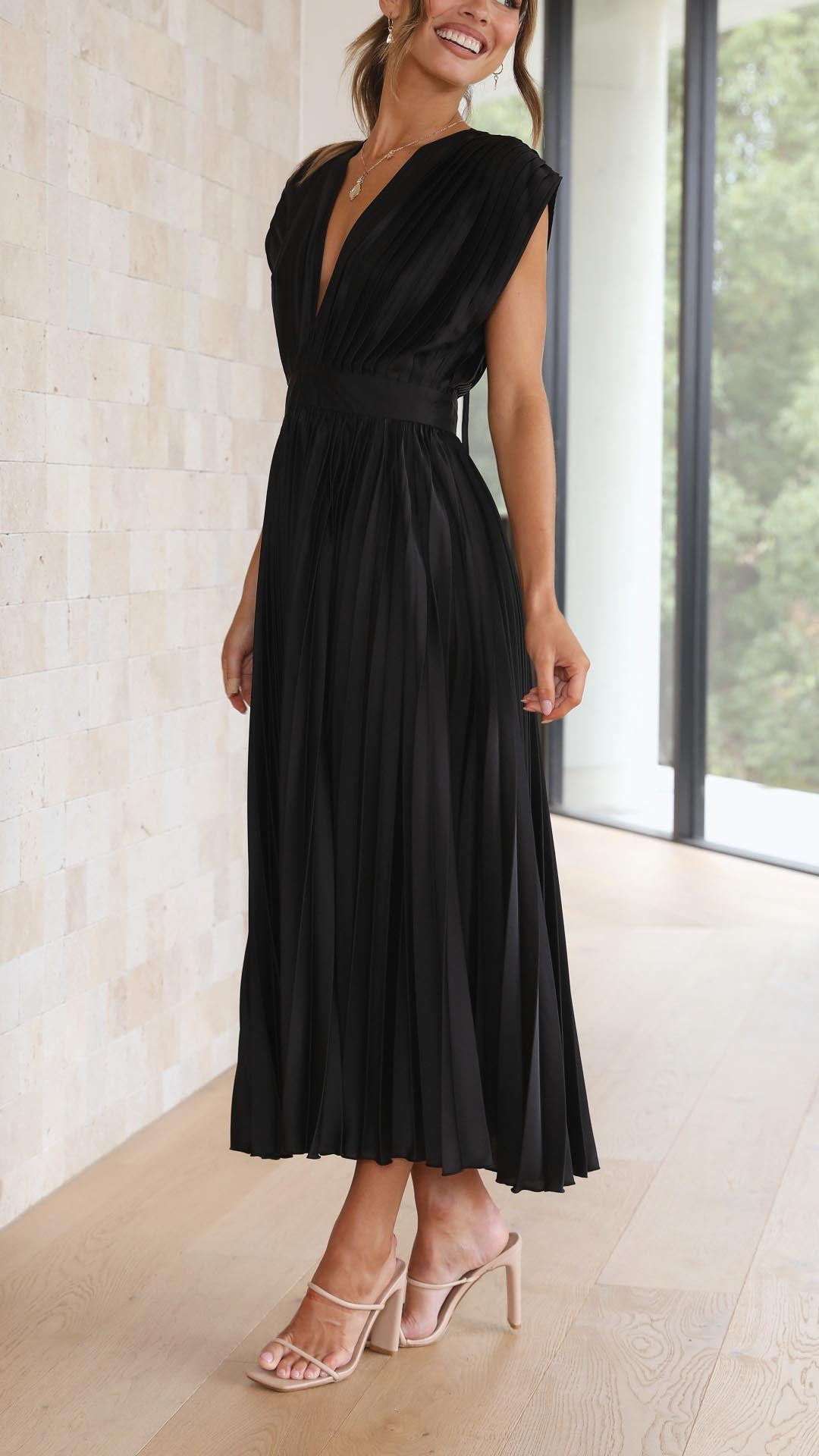 Viola | Satin Pleated Gown