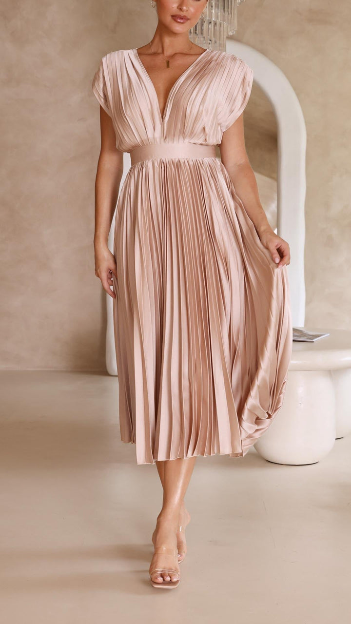 Viola | Satin Pleated Gown