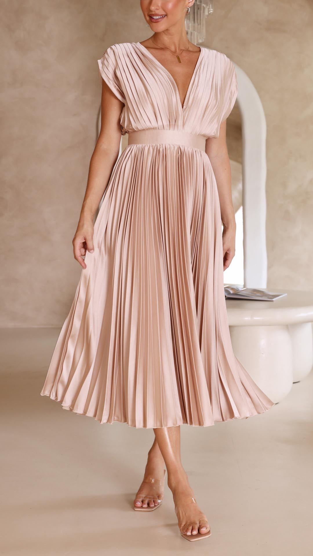 Viola | Satin Pleated Gown