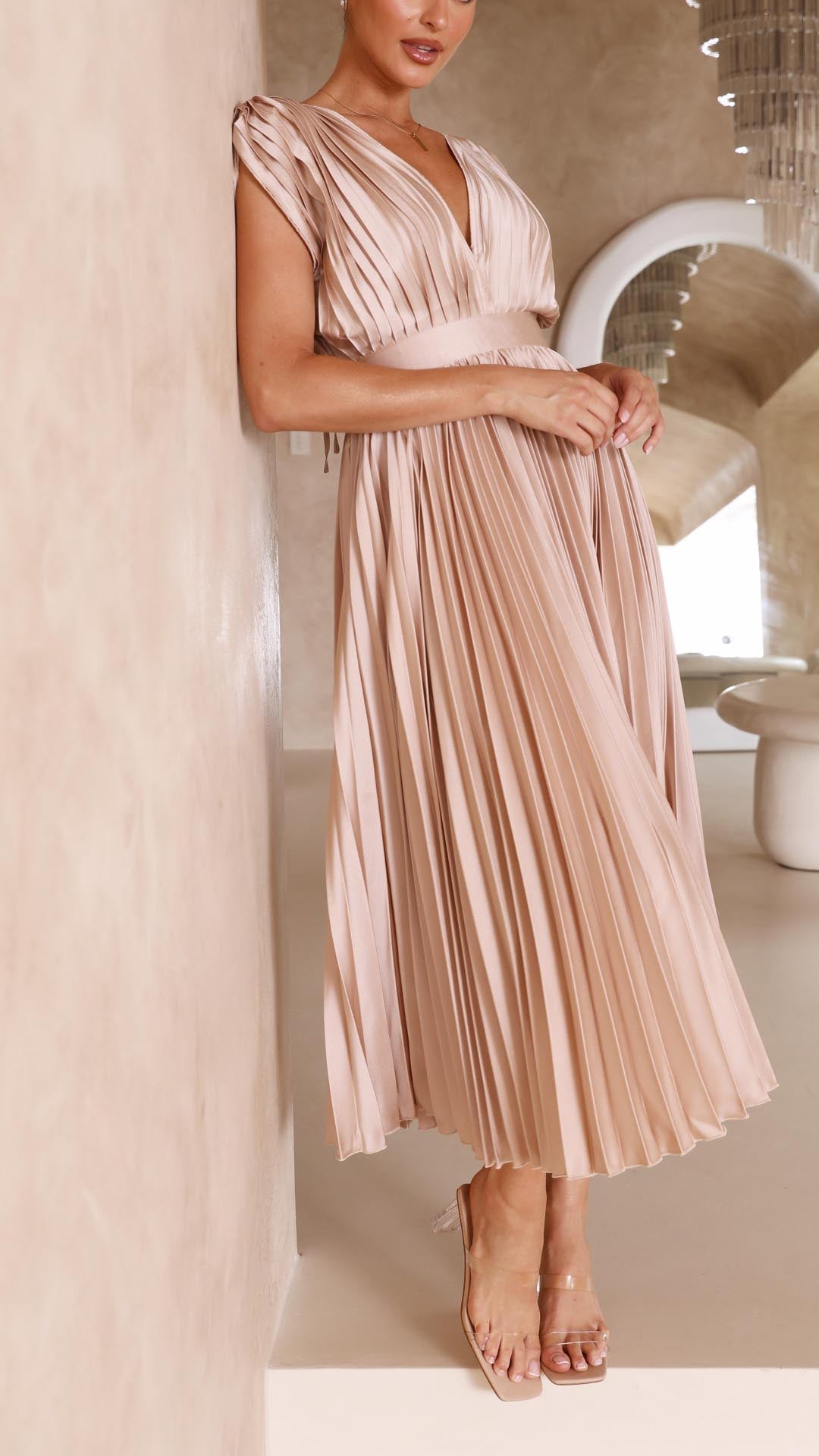 Viola | Satin Pleated Gown
