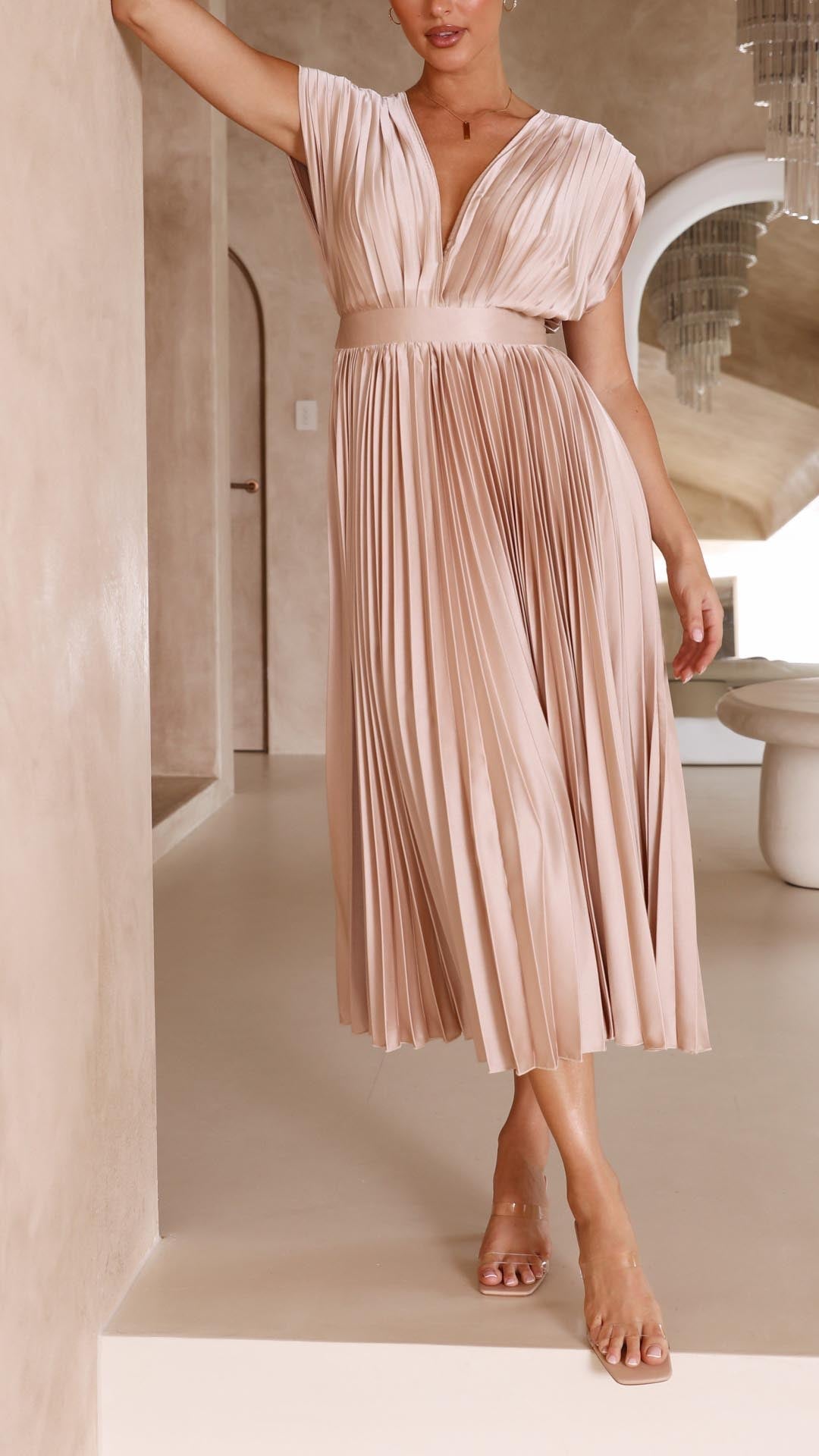 Viola | Satin Pleated Gown