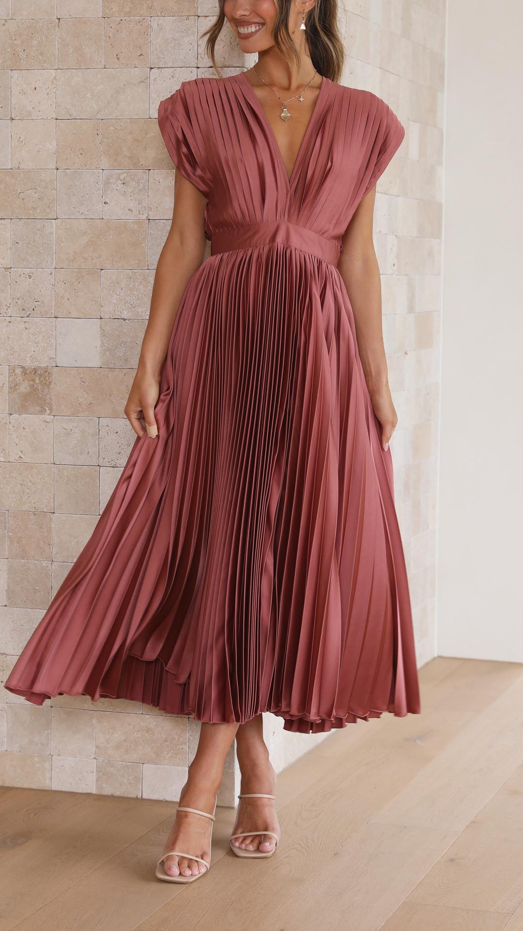 Viola | Satin Pleated Gown