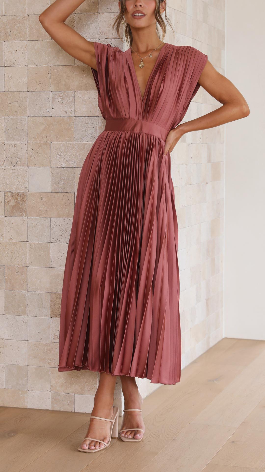 Viola | Satin Pleated Gown