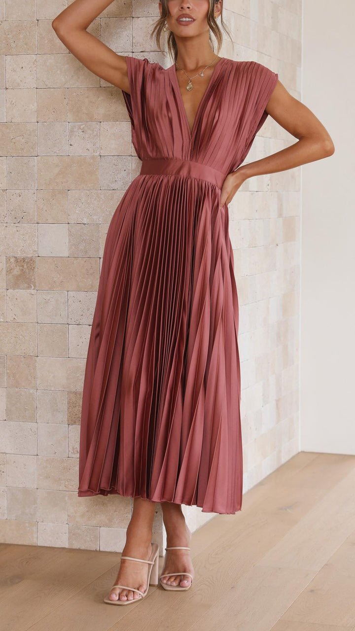 Viola | Satin Pleated Gown