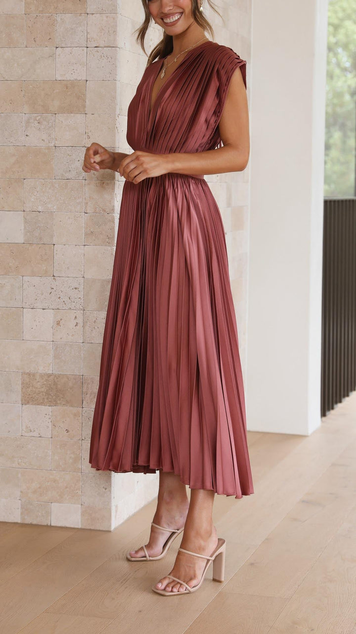 Viola | Satin Pleated Gown