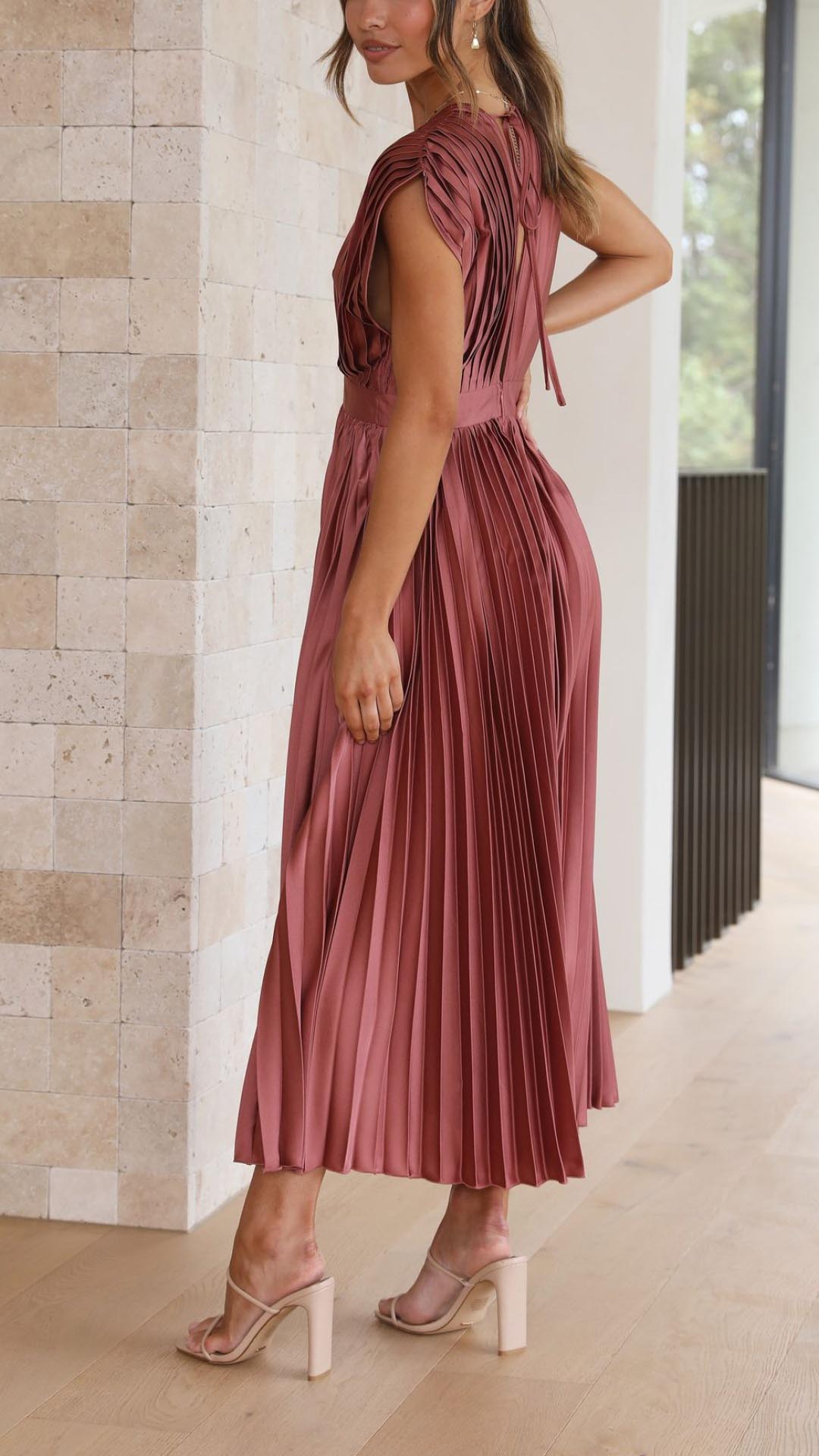 Viola | Satin Pleated Gown