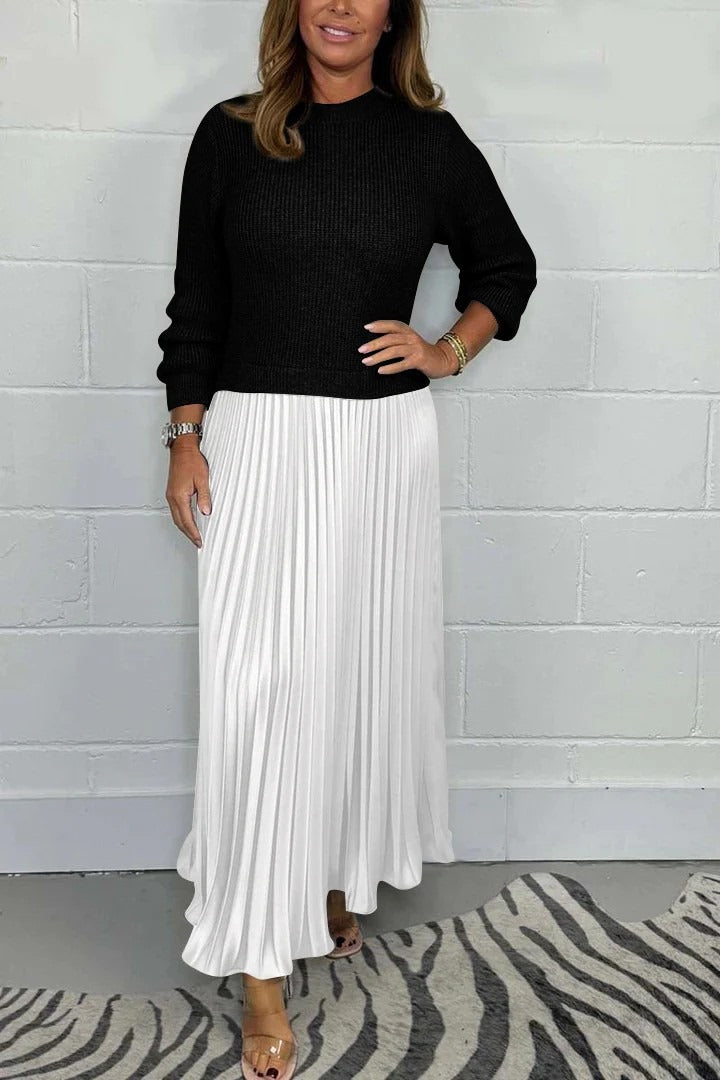 Harlow | Sweater & Pleated Skirt Maxi Dress