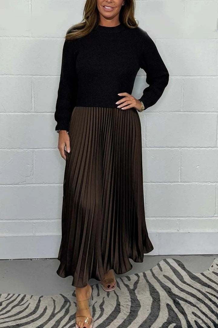 Harlow | Sweater & Pleated Skirt Maxi Dress