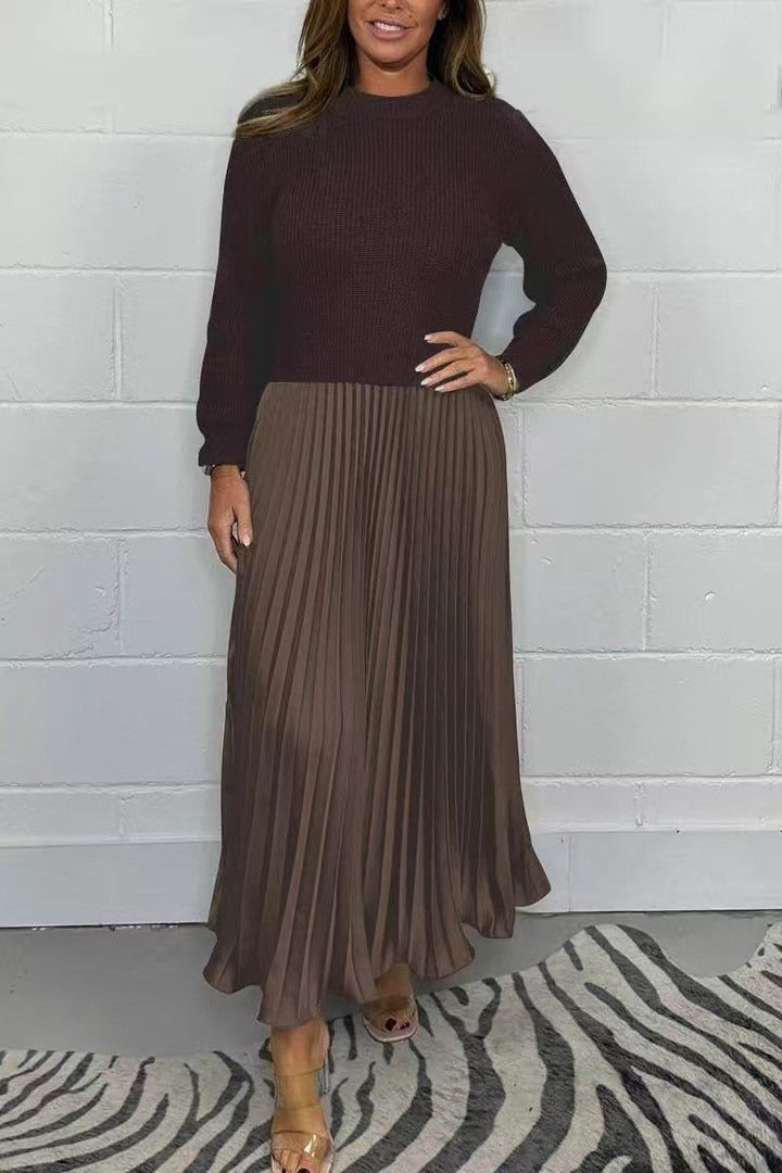 Harlow | Sweater & Pleated Skirt Maxi Dress