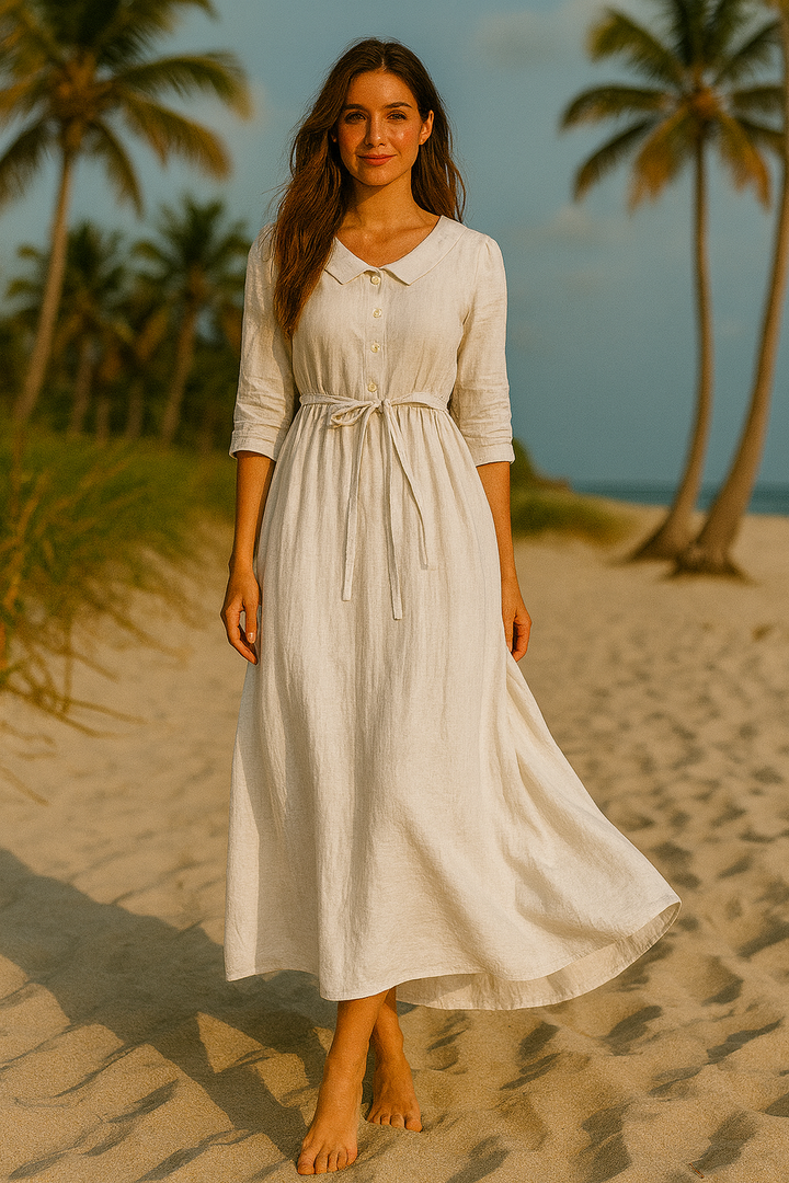 Tricia | Short-Sleeve Dress with Waist Tie