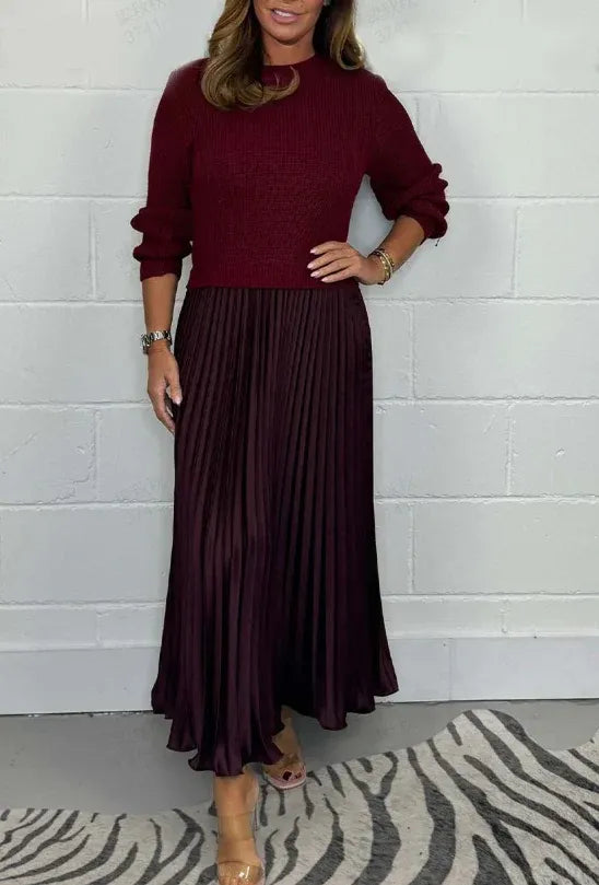 Harlow | Sweater & Pleated Skirt Maxi Dress
