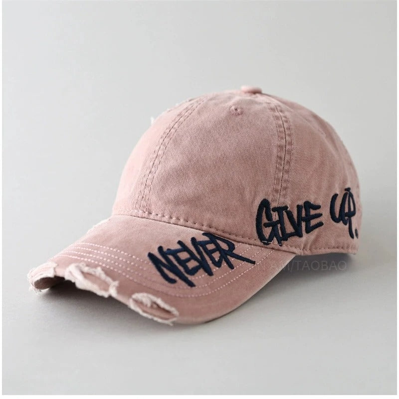 Never Give Up | Distressed Motivational Cap